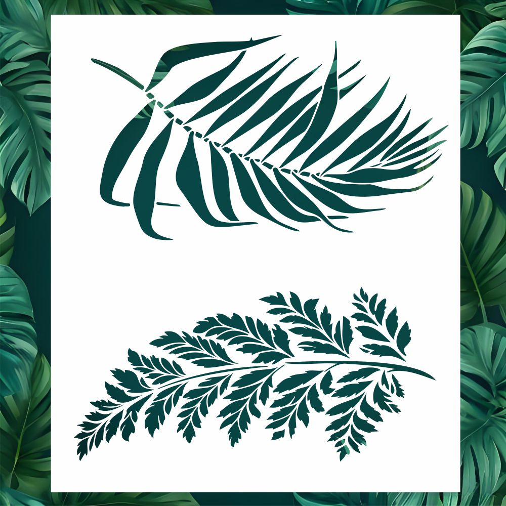12 Stencil Rampicanti A Forma Di Foglia Per Pittura - Riutilizzabili, 30x10 Cm, Kit Foglie Grandi Per Pareti, Mobili, Tela, Fai Da Te - 3