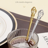 Cuillère à café rétro de luxe en acier inoxydable à long manche, cuillère à glace et à miel, cuillère à thé glacé baroque royale
