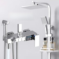 Ensemble de douche mural de luxe moderne en laiton certifié CE avec mitigeur pluie et douchette à main