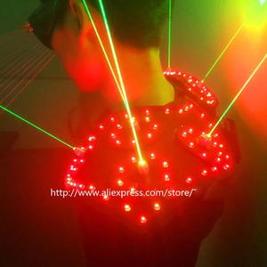 Armure lumineuse à Led rouge, 2 pièces, armure Laser verte, spectacle sur l'épaule et Laser rouge, lunettes de fête pour danseuse, DJ, vêtements de scène - Product Image 4