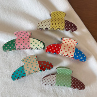 Pince à cheveux coréenne multicolore à pois en acétate, élégante et mignonne, pince requin tendance pour femmes