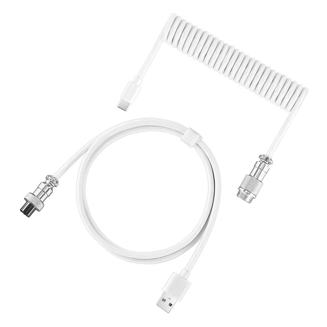 Custom Aluminum Alloy USB Type-C Cable for Mechanical Keyboard Coiled Aviator with Nylon Jacket and Braid Shielding