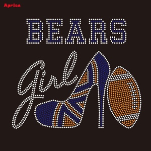 Patch thermocollant personnalisé avec logo d'équipe de football, motif strass, transfert de strass Chicago Bears - Product Image 3