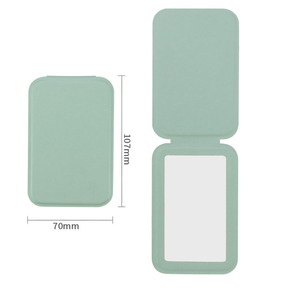 Zonyin Custom Portable <strong>Makeup</strong> Mirror Foldable Solid Color PU Leather <strong>Simple</strong> Mini Compact <strong>Cute</strong> Pocket Mirror for Woman Girls Gift - Product Image 2