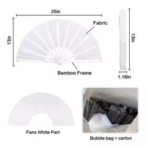 Promotion Éventail Pliant Classique KONGFU de 13 Pouces, Artisanat Traditionnel DIY en Polyester et Bambou, Sublimation, Plastique - Product Image 2