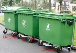Sıcak satış açık 1100 litre dikdörtgen plastik Wheelie Bin çöp tenekesi çöp çöp kutusu