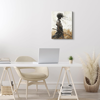 Décoration murale économique en toile encadrée sur châssis, motif Afro Samurai Ronin Warrior, pour étudiants, locations et logements partagés