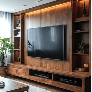 Meuble <span class=keywords><strong>TV</strong></span> moderne en noyer et MDF kaki, meuble de rangement mural pour salon, pour appartements - Product Image 2
