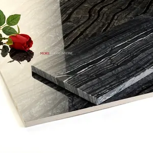 Foshan — pierre MOREROOM en marbre noir, qualité AAA, Look de pierre, sol de salle de bains, carreaux muraux, en porcelaine glacée