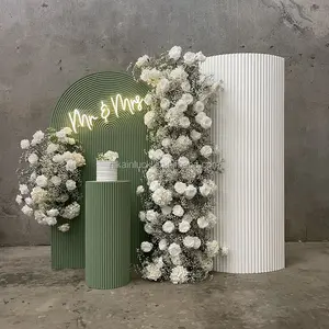 Panel de fondo ondulado acrílico blanco y verde personalizado, juego de decoración de fiesta de cumpleaños para decoración de boda