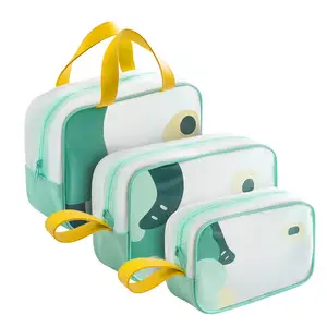 Sevimli moda PVC kozmetik çantası kişisel cilt bakım ürünleri ve tuvalet seyahat organizatör makyaj çanta seti