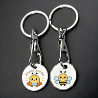 Porte-clés jeton de chariot de supermarché 2D en émail, design personnalisé, rond 2x2, avec fonction de verrouillage