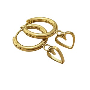 Pendientes pequeños modernos y novedosos, de diseño exclusivo, sencillos y bonitos, con forma de corazón, tipo broche y de tuerca, para mujer. - Product Image 5