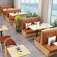 Combinaison moderne de canapé, table murale et chaises en bois massif Qingba pour snack-bar, restauration rapide, restaurant occidental, usage domestique et scolaire