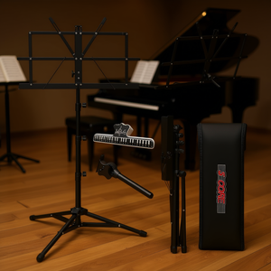 Soporte de música de 5 niveles, trípode plegable ajustable, soporte para partituras, color negro - Product Image 2