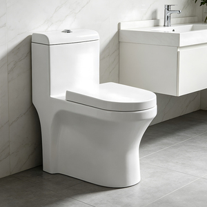 <span class=keywords><strong>WC</strong></span> monobloc en céramique à double chasse avec siphon, système d'économie d'eau 3.0/6.0L, abattant à fermeture douce, sortie en S - Product Image 1