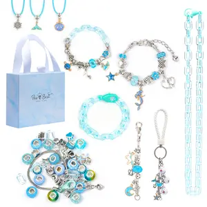 Personalizado novo cristal azul diy criativo quebra-cabeça selvagem, artesanal, brinquedo, joia, conjunto de joias para menina