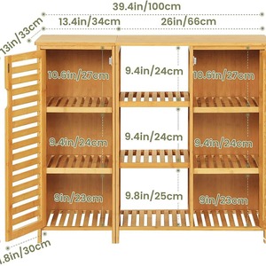 Bamboo <b>Sideboard</b> Multi Tiered Shelf <b>Storage</b> Cabinet Modern Minimalist Design Living Room Furniture - Product Image 5