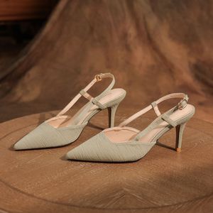 Zapatos de Tacón de Aguja con Correa en T, Punta Puntiaguda, Hebilla Sólida, Tendencia de Moda, Zapatos de Mujer 7755A - Product Image 1