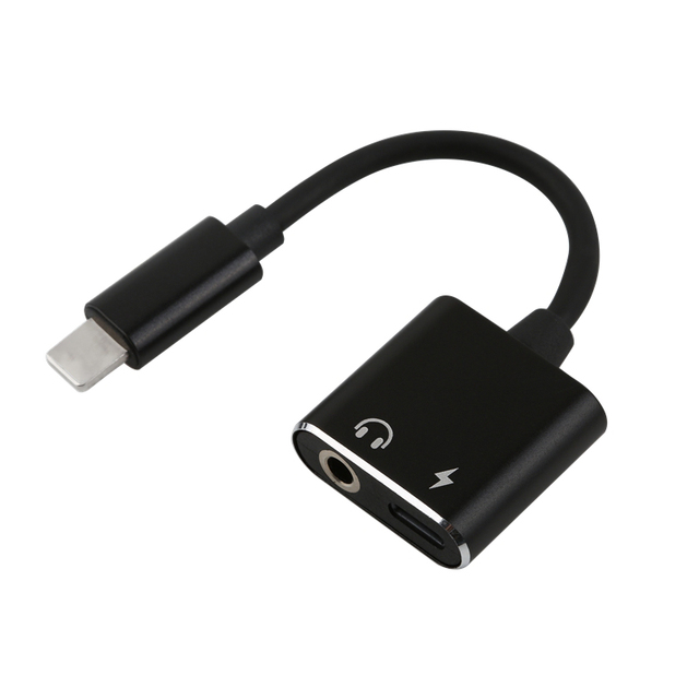 Light-ning to 3.5mm Headphone Jack Dongle Splitter 2 in 1 Charging Audio Adapter for iPhone