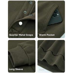 Personnalisé hommes 2025 décontracté mode XL taille automne/hiver quart cordon de serrage à capuche pull bouton hiver chemise à capuche poche solide - Product Image 4