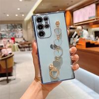 Coque de téléphone élégante avec bracelet plaqué cœur pour Samsung S26 S25 S24 Ultra Plus S21 Plus A57 A52 A53 A16 A13 A12 5G