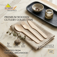 Lot d'ustensiles en bois biodégradables en gros – Cuillère, fourchette et couteau en bois de bouleau – Ensemble de couverts jetables compostables