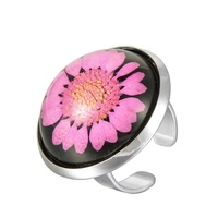 Nouvelles bagues en résine bohème avec fleurs séchées pressées pour femmes, bagues en résine acrylique, bijoux en fleurs naturelles, artisanat en résine pour femmes