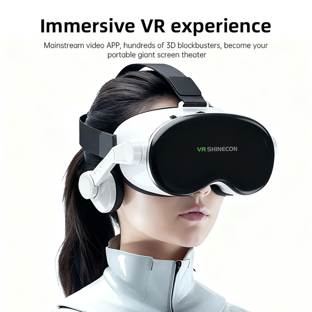 G10 Polarized VR Headset for Phone with 3D Virtual Reality Games for iPhone and Android <50" Screen