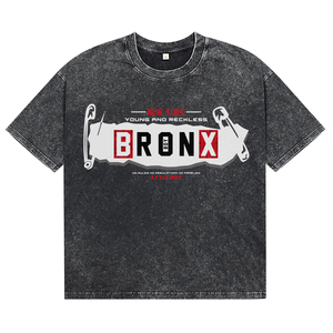 Camisetas de algodón transpirables con estampado de letras y cuello redondo para hombre, estilo urbano, lavado ácido negro, teñido en prenda, manga corta, para venta al por mayor - Product Image 1