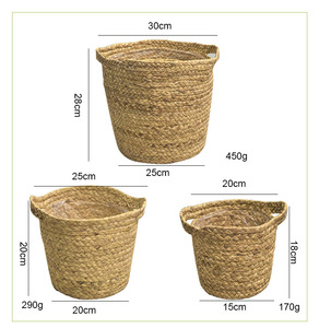 Cheapest Factory Grass Straw Decoration Woven <b>Storage</b> <b>Basket</b> Faux Rattan Flower Pot <b>Large</b> Size - Product Image 3