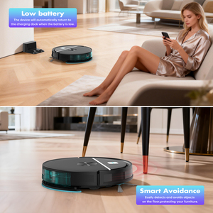 Robot aspirateur Wi-Fi Minfu avec fonction de lavage et navigation infrarouge pour la maison, le bureau et les camping-cars - Product Image 4