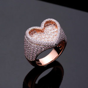 <strong>Fashion</strong> Rings <strong>Silver</strong> Heart Shape Bagguette 5A Zircon 925 <strong>Jewelry</strong> with 14K Gold Plated Ring Engagement Ring for Women - Product Image 2