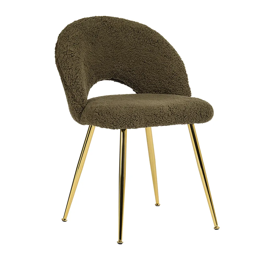 Современная роскошная мебель для столовой, Зеленый Бархатный букл, обитый золотыми ножками, 6 стульев для домашнего использования или ресторана