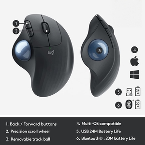 <span class=keywords><strong>Logitech</strong></span> ERGO M575 Trackball inalámbrico Ratón ergonómico Modo dual Recargable Inalámbrico USB Óptico Ratón para juegos y oficina - Product Image 5