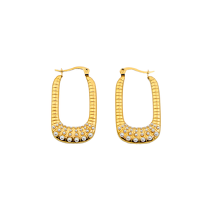 Pendientes de perlas chapados en oro, aro de acero inoxidable 316L con perlas para mujer - Product Image 1