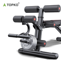 TOPKO Banc d'haltères d'exercice d'haltérophilie pliable multifonctionnel Banc réglable avec bandes de résistance