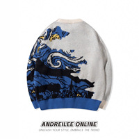 Pull-over pour homme Neo Andre Explosions, style streetwear européen et américain, col rond ample, tissage jacquard, acrylique, lavable en machine