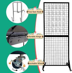 Présentoir mural pliable PAODIJO - Étagères métalliques 5,5"x2" sur roulettes portables <span class=keywords><strong>pour</strong></span> l'affichage de marchandises, couronnes et événements commerciaux - Product Image 2