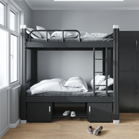 Lit superposé triple métallique épaissi 90*200 relevable pour appartement, adapté aux ateliers, écoles et hôpitaux
