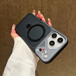 Coque de téléphone Senyork en fibre de carbone magnétique avec support caméra 360° pour iPhone 17 Air 16 Pro Max 15 14 13, coque arrière antidérapante - Product Image 5