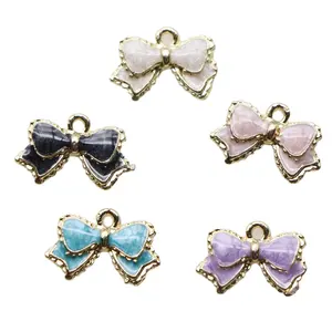 Pendentifs papillons en alliage pour filles, lot de 10 pièces, de haute qualité, pendentifs à pois, en émail, couleur or, pour la fabrication de colliers et de bracelets