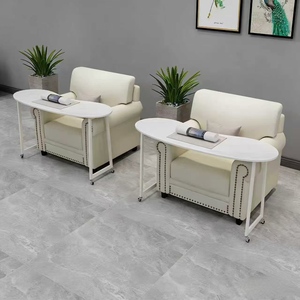 Sillón de Pedicura Moderno Tapizado con Ruedas, Superficie con Aspecto de Mármol, Muebles de Salón - Product Image 3