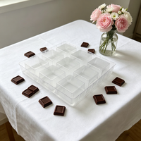 Barquette transparente à 18 cavités en PET, neuve, pour l'emballage de chocolats, de truffes, de gâteaux et de brownies