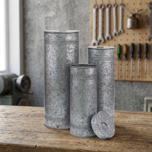 Chaman India - Cubo de Almacenamiento Cilíndrico de Hierro Galvanizado, Ecológico, para Uso en Exteriores, Modelo 24461 - Product Image 2