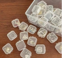 Boîte de rangement pour bijoux en plastique transparent recyclable, petite boîte carrée, pour boucles d'oreilles, bagues, perles, en PP, emballage personnalisé avec logo.