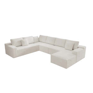 Canapés modulaires en tissu en forme de U compressés avec rembourrage en éponge pour salons d'appartement - Product Image 4