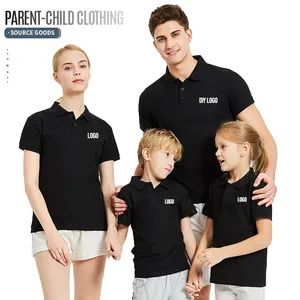 Oem Familie Bijpassende Katoenen Korte Mouw Poloshirt Ouder-Kind Effen Candy Color T-Shirt Voor Moeder En Mij