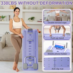 Bộ dụng cụ tập Pilates đa năng gấp gọn dùng tại nhà, chất liệu nhựa, kèm dây kéo dùng cho bài tập cơ bụng và chống đẩy - Product Image 5