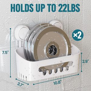 TAILI Étagère de <span class=keywords><strong>Douche</strong></span> Murale à Ventouse, Lot de 2, Organisateur de Salle de Bain Robuste, Étagères Amovibles <span class=keywords><strong>pour</strong></span> Rangement de Shampoing - Product Image 4